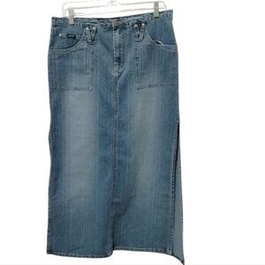 Squeeze Stephen Hardy Blue Denim Midi Skirt Size 11/12